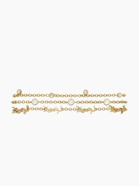 Saint Laurent Cassandre multi-chain bracelet in gold and crystal